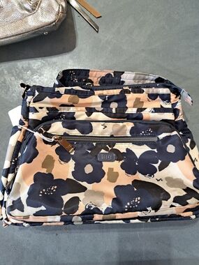 lug Floral Nylon Crossbody Bag in Navy and Beige